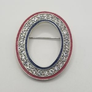 Liz Claiborne red,white,blue oval pin